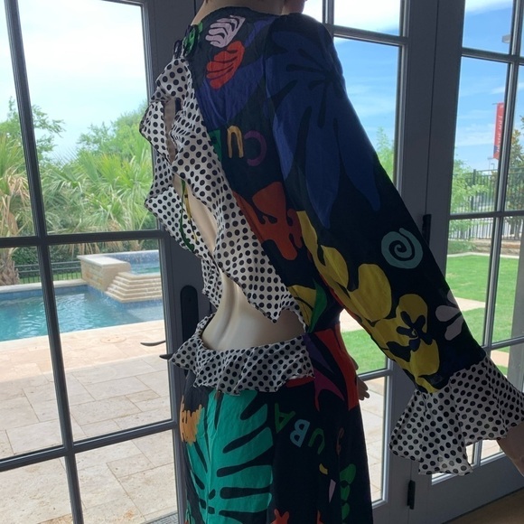 RIXO Rebecca open-back ruffled printed silk dress - Picture 9 of 9